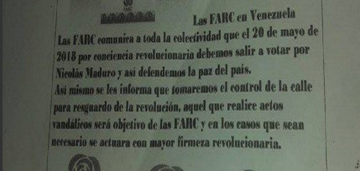 FARC realiza campaña electoral a favor de Nicolás Maduro