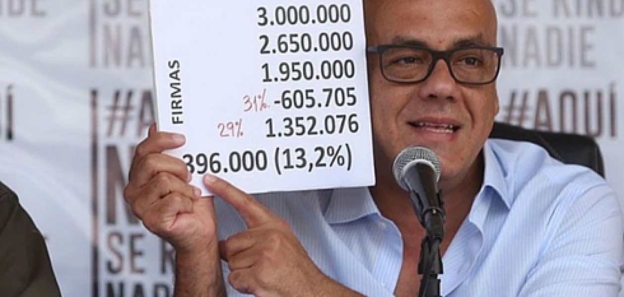 Jorge Rodríguez: Recolección de firmas en un solo día exigirá el Psuv