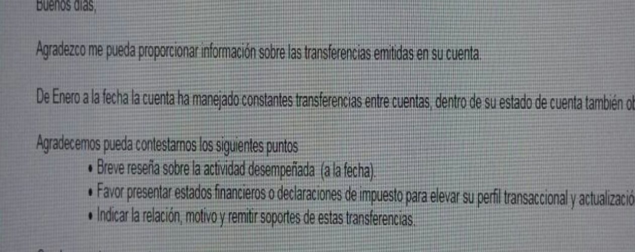 Denuncian que Banesco Panamá solicita a sus cuentas manejadas desde Venezuela detalles de las transferencias