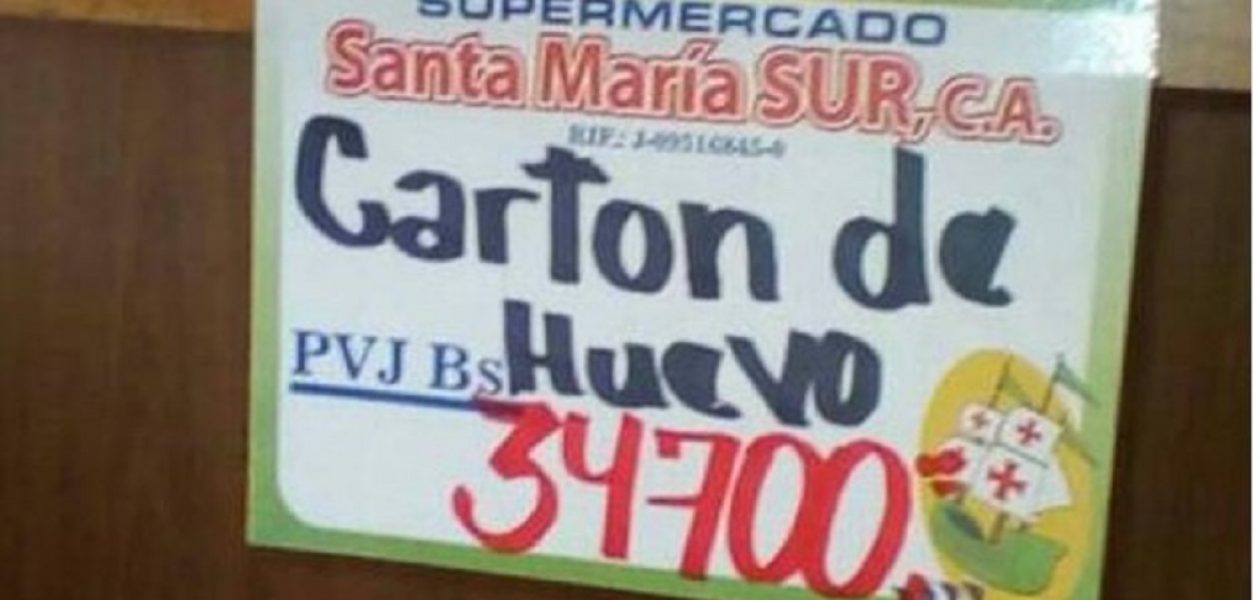 Precio del cartón de huevos llega a 34 mil bolívares