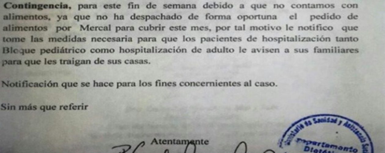 El Hospital Universitario de Maracaibo se quedó sin comida
