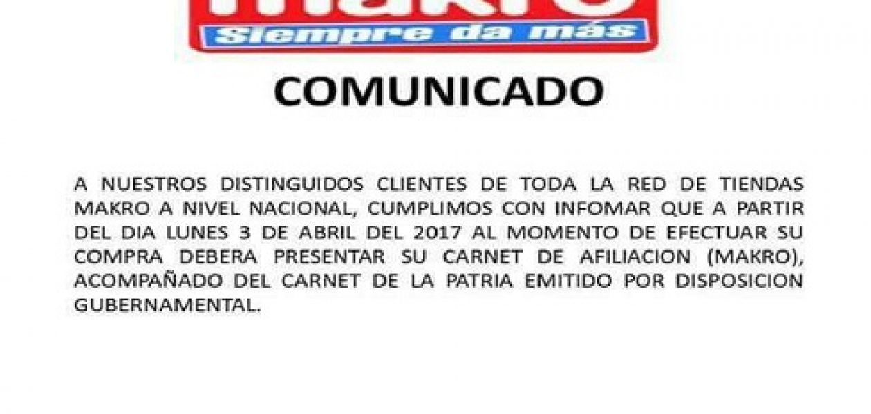 Makro Venezuela pidió a sus afiliados no creer en comunicados falsos