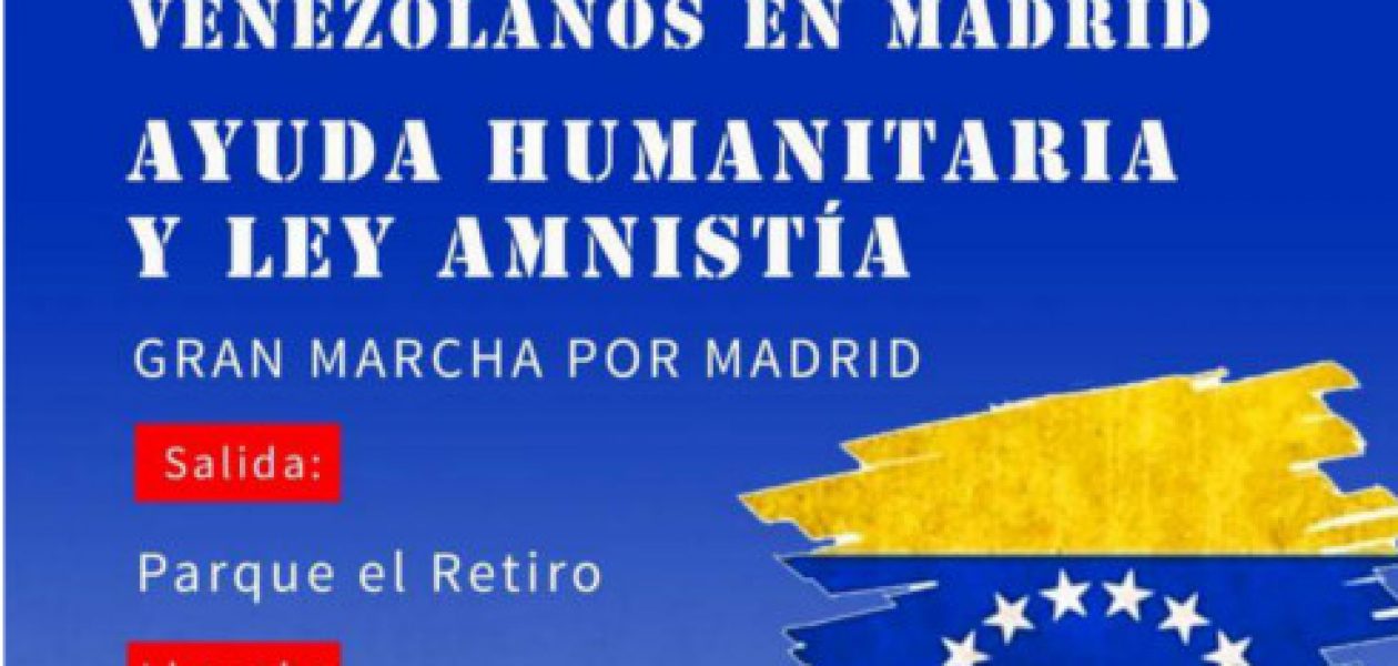 Venezolanos en Madrid marchan para pedir ayuda humanitaria