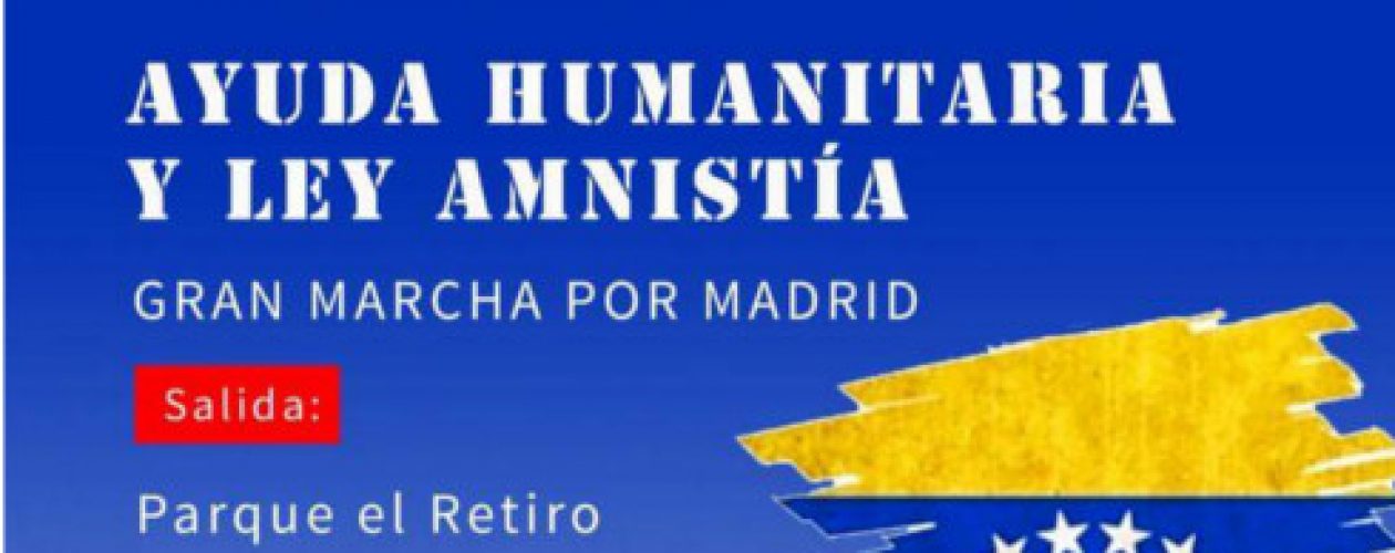 Venezolanos en Madrid marchan para pedir ayuda humanitaria