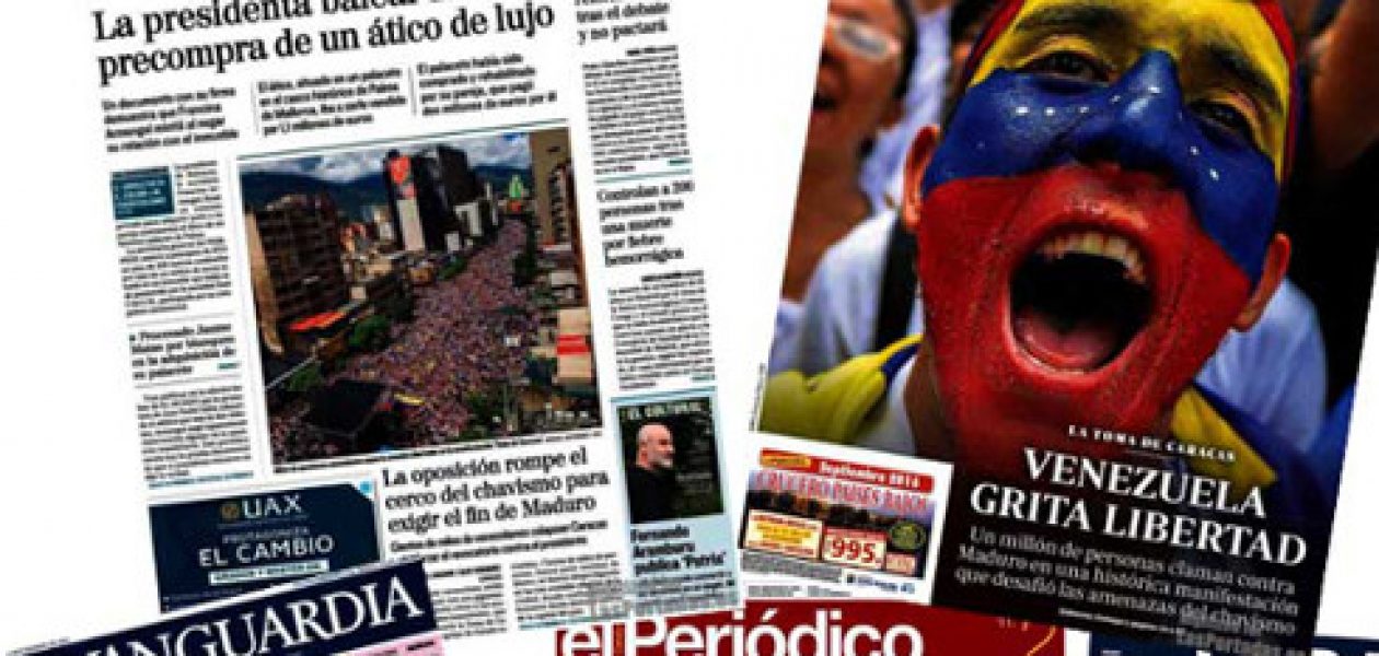 Portadas de prensa española se convierten en prensa local venezolana