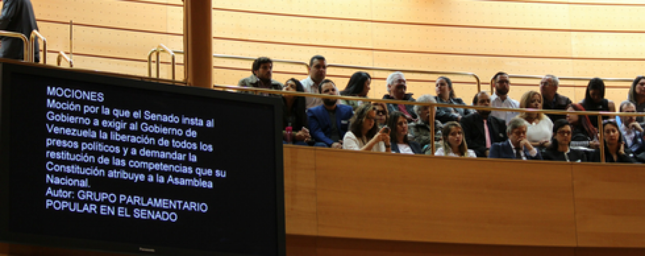 Libertad para presos políticos en Venezuela aprobada en el Pleno del Senado español
