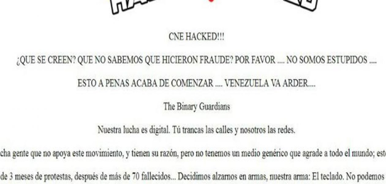 Página web del CNE amaneció hackeada