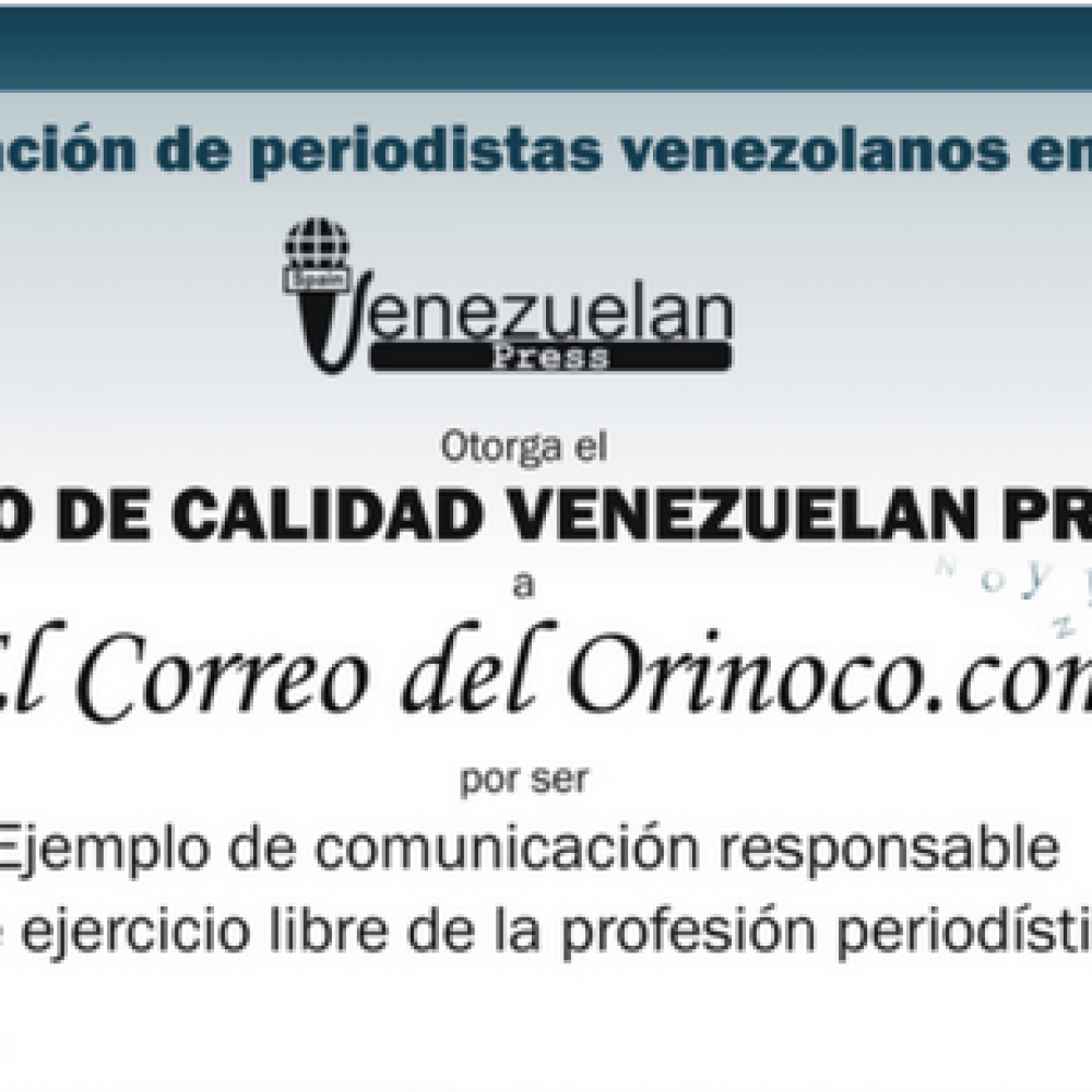 ElCorreoDelOrinoco.com recibe el Sello de Calidad Venezuelan Press