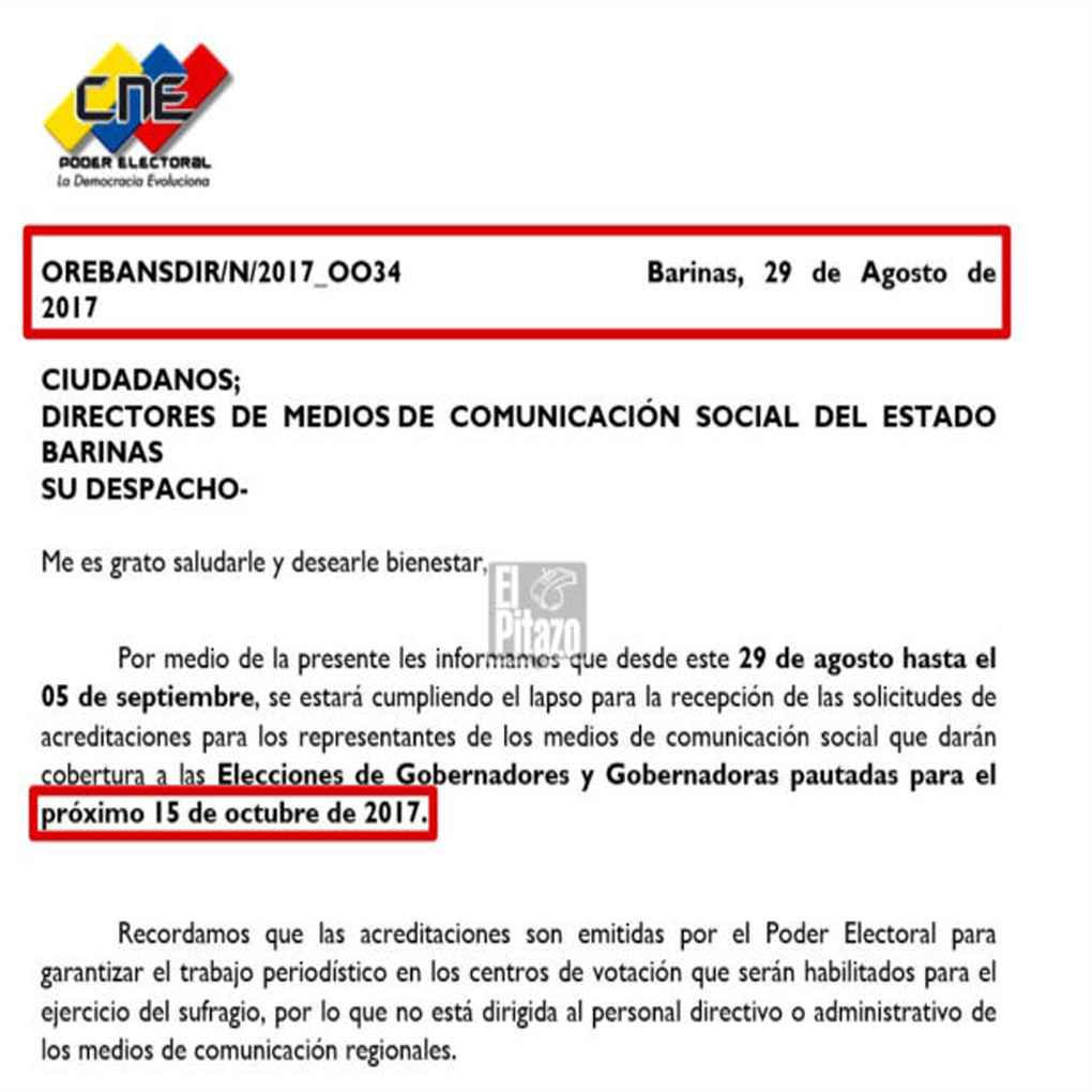 CNE Fecha de Elecciones Regionales 2017 Venezuela