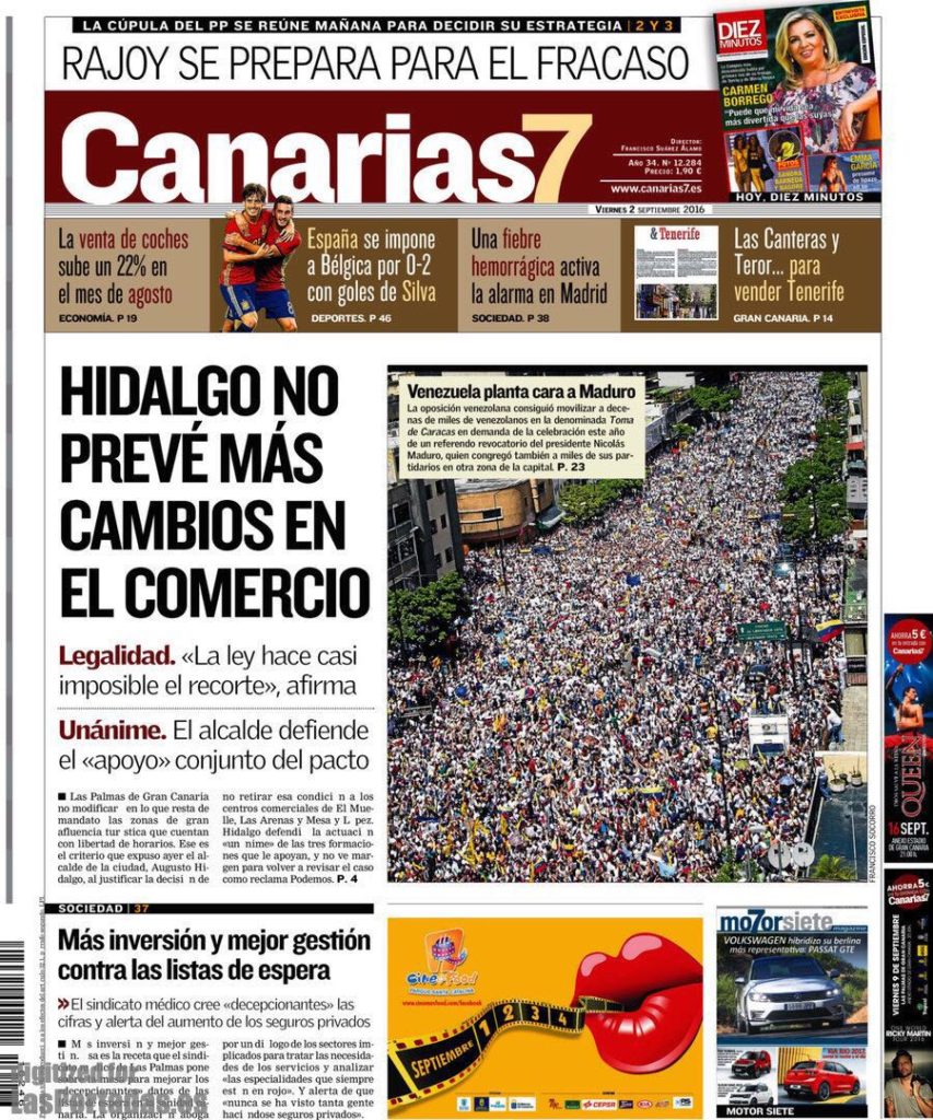toma de caracas prensa española canarias
